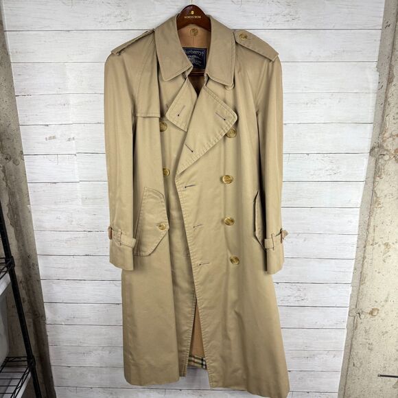 Mens Burberry Vintage Tan Wool Lined Belted Trench Coat